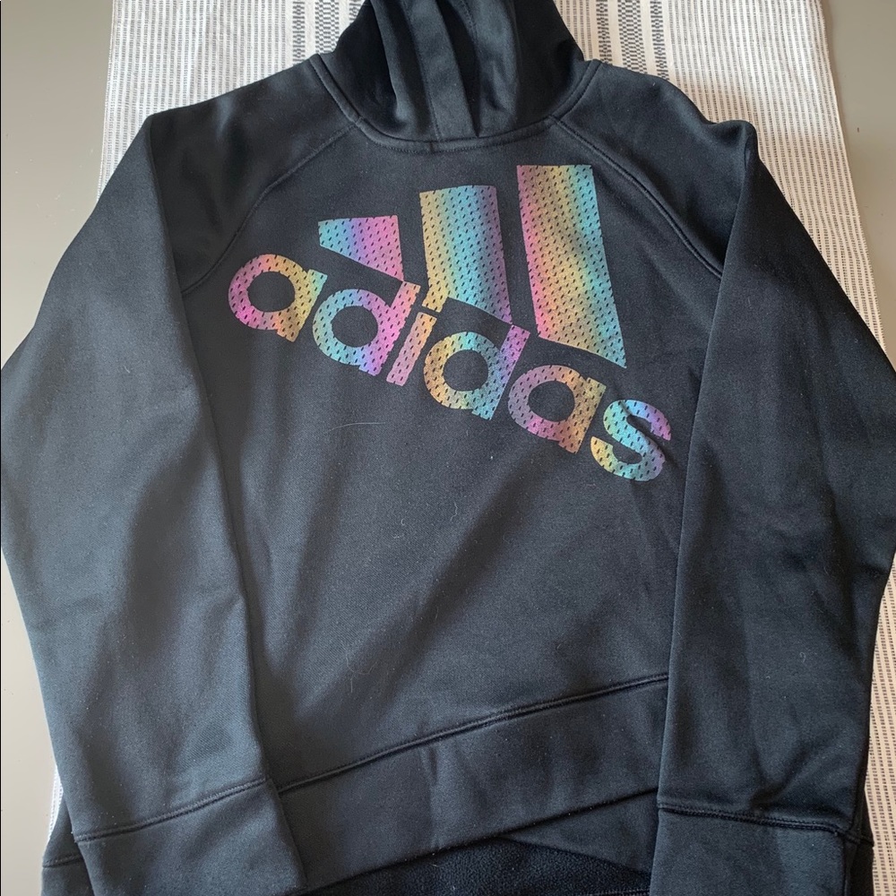 Youth Adidas Black Hoodie Sweatshirt
